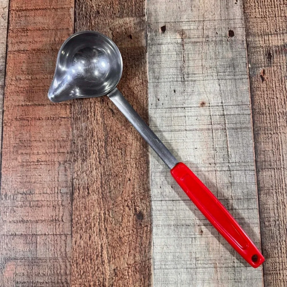 Stainless Steel Spouted Ladle Red Handle 12